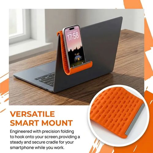 Flexible Silicone Aluminum Phone Stand, Bendable Rollable Foldable Design（Orange）