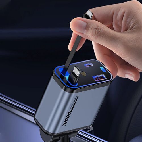 Multifunctional Fast Charging Car Charger with Retractable Cable（Red Star Projector）