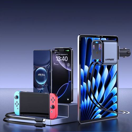 Multifunctional Fast Charging Car Charger with Retractable Cable（Red Star Projector）