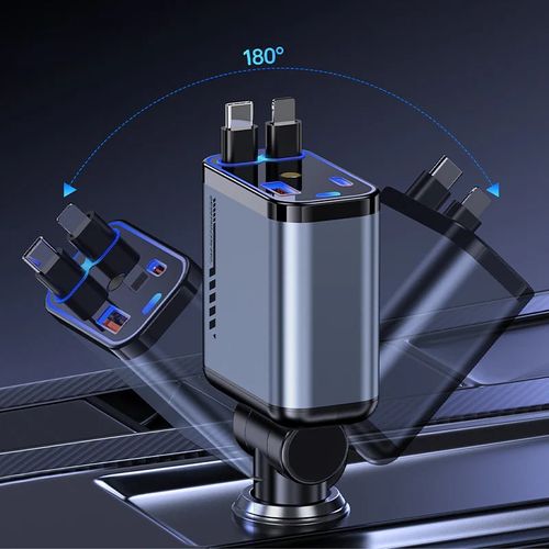 Multifunctional Fast Charging Car Charger with Retractable Cable（Red Star Projector）