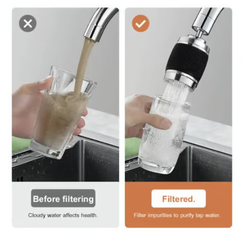 Splash proof booster swivel kitchen filter tap