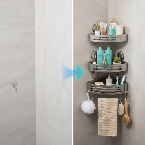 Triangle Shower Caddy（Gray, 1 Shelve）