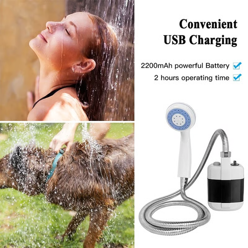 Portable Camping Shower with Adjustable Flow For Easy & Convenient Outdoor Cleaning