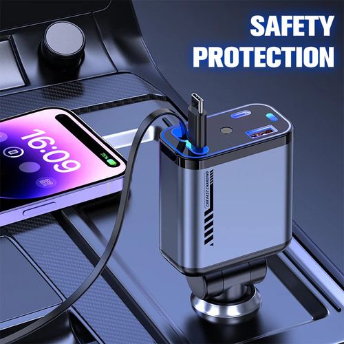 Multifunctional Fast Charging Car Charger with Retractable Cable（Red Star Projector）