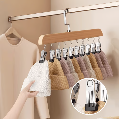 Wooden Hat Hanger Closet Organizer（Natural Wood *1）