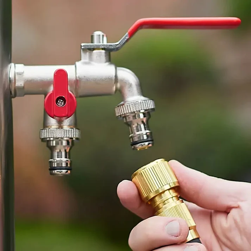 WRAS Approved Double Outlet Outdoor Tap | Built-In Non-Return Valve & Freeze-Resistant Brass