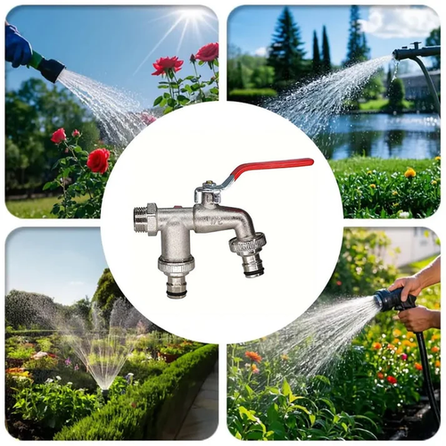 WRAS Approved Double Outlet Outdoor Tap | Built-In Non-Return Valve & Freeze-Resistant Brass