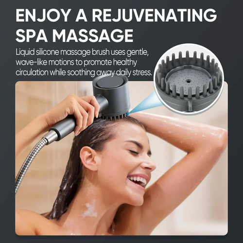 Gray Ion Filter High Pressure Handheld Shower Head 5 Spray Modes For Hard Water