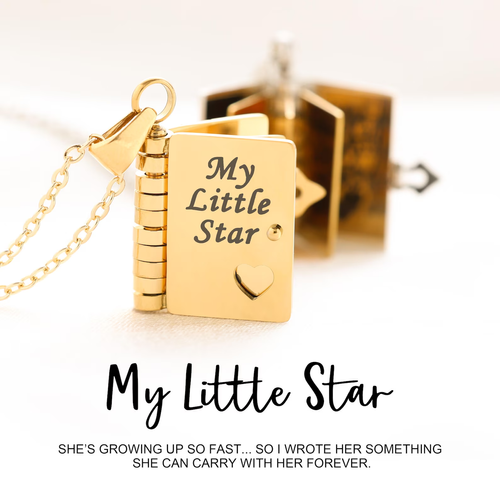 Daughter Book Necklace, My Little Star Book Necklace, Locket for Daughter, Gift from Mom and Dad, Personalised Necklace for Daughter