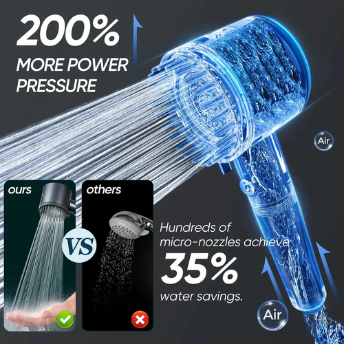Gray Ion Filter High Pressure Handheld Shower Head 5 Spray Modes For Hard Water