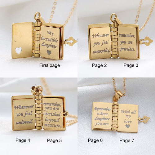 Daughter Book Necklace, My Little Star Book Necklace, Locket for Daughter, Gift from Mom and Dad, Personalised Necklace for Daughter