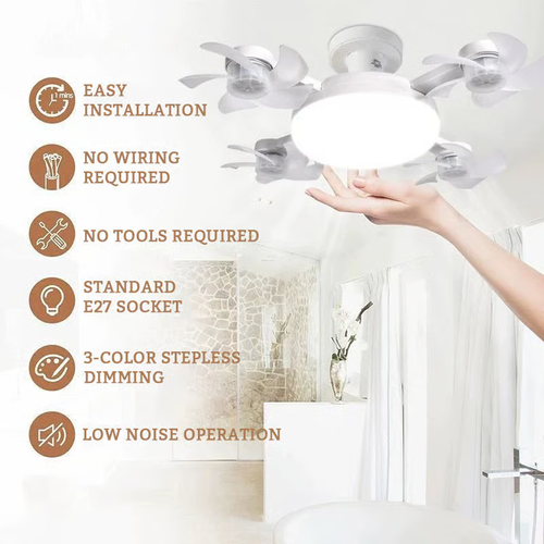 DroneBreeze 2-in-1: E27 Screw-In Smart Fan & LED Light