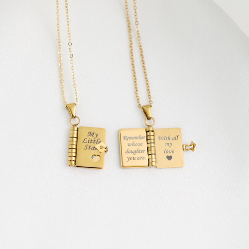 Daughter Book Necklace, My Little Star Book Necklace, Locket for Daughter, Gift from Mom and Dad, Personalised Necklace for Daughter