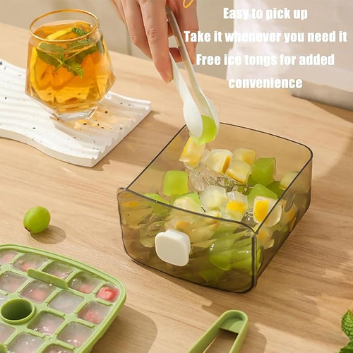 2026 New Handled Press-Type Ice Cube Tray Double-Layer, 48 Cube Large Capacity Ice Maker & Storage Bin Set, Easy Press Release Cube Moulds for Drinks, Cocktails, Parties (White)