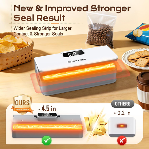 6-Speed Rechargeable Mini Bag Sealer with Magnet & Cutter, Portable Heat Resealer for Plastic Snack & Mylar Bags, Daily Kitchen Storage Gift