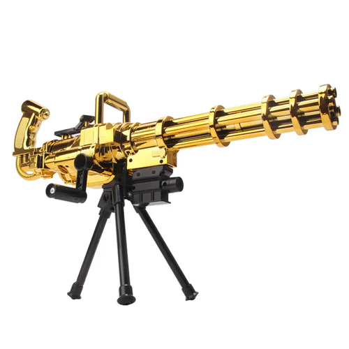 Gold Gatling Soft Rubber Bullet Toy Gun Pneumatic Shooting Blaster for Adults and Boys, Plastic Model Toy Gun