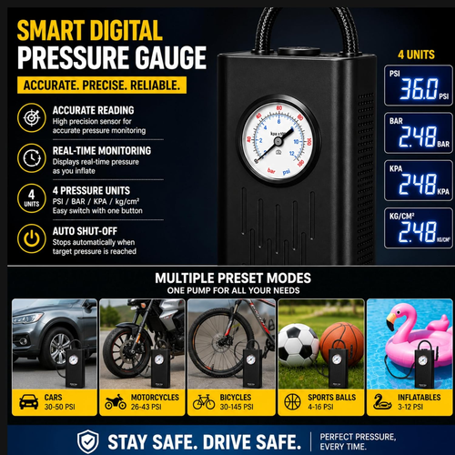 Multifunctional Portable Air Pump for Car Bike