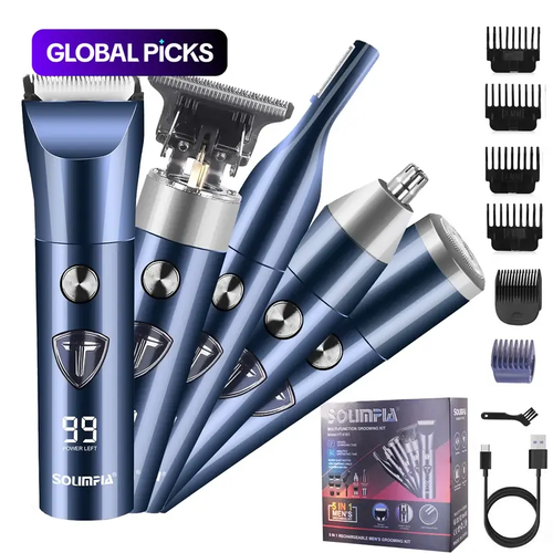 5 in 1 Men's Body Hair Trimmer - Cordless Electric Hair Clipper Set, Rechargeable Shaver Beard Nose Hair Trimmer Multifunctional Grooming Kit 🎵 Free Shipping & Cash on Delivery 📊