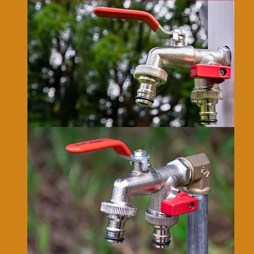WRAS Approved Double Outlet Outdoor Tap | Built-In Non-Return Valve & Freeze-Resistant Brass