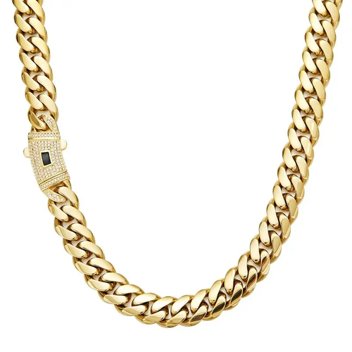 14K Gold-Plated Cuban Necklace & Bracelet Set - 14mm Miami Hip-Hop Couples Jewelry 🎵 Free Shipping & Cash on Delivery 📊