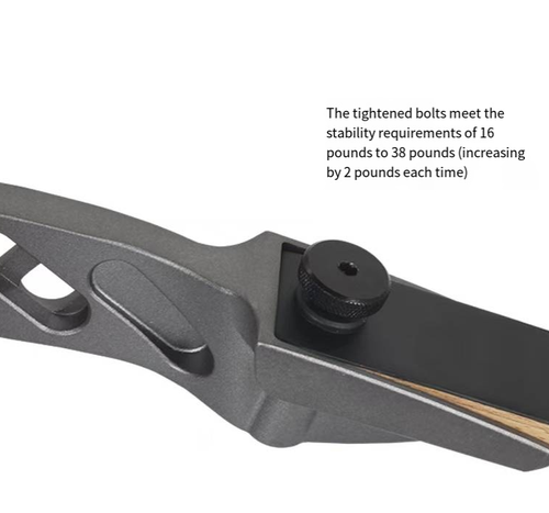 Este conjunto de arco recurvo competitivo F2 apresenta um cabo de arco em alumínio de grau aviação, combinado com folhas laminadas de bordo rígido, proporcionando um rebote estável.  O design oco em estilo túnel de vento reduz o peso e melhora a estabilidade, facilitando a operação e garantindo desempenho estável.  É adequado tanto para adolescentes quanto para adultos e é uma escolha ideal para iniciantes em tiro com arco ao ar livre e prática competitiva.