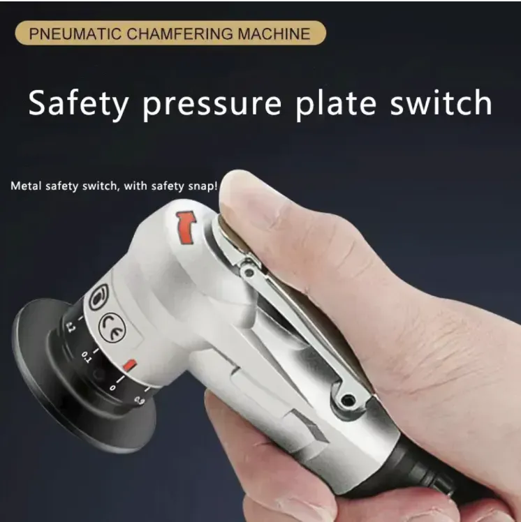 Máquina de chanfrar pneumática: Uma ferramenta poderosa para chanfrar metais, com processamento suave e livre de barbantes. Suporta chanfrado reto, curvo e em arco, e se adapta com precisão a ângulos C e ângulos R. O corpo compacto é fácil de segurar, equipado com um interruptor de placa de pressão de segurança e várias configurações de ajuste. A operação é simples e eficiente, tornando-a a escolha profissional para chanfrado em processamento de metais.