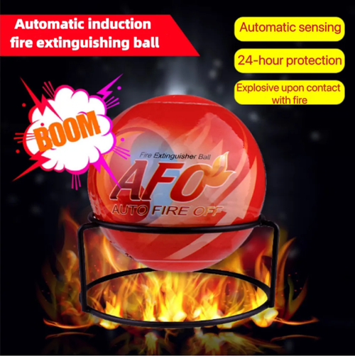 AFO Sensor Automático de Incêndio - Bola de Extinção.  Quando exposto ao fogo, ele libera automaticamente pó seco inofensivo em 3-5 segundos.  Ele pode proteger vários cenários, como residências e escritórios, por 24 horas.  É o exterminador inteligente para focos de incêndio e ajuda você a construir uma linha de defesa segura!