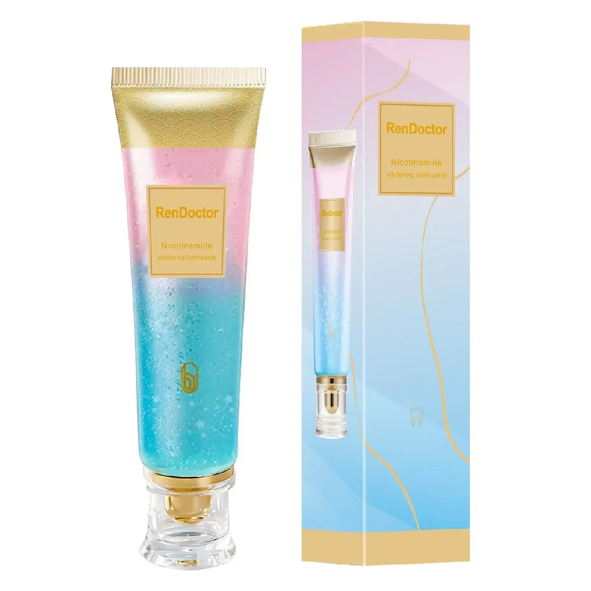 Pasta de dente clareadora e desodorizante de nicotinamida: A nicotinamida remove manchas de dentes, extratos naturais controlam o mau hálito.  Escovar pode clarear os dentes amarelos e manter o hálito fresco por 4 horas.  A fórmula macia e cremosa não danifica o esmalte.  A fragrância doce e frutada é altamente relaxante.  Peça hoje e adquira 5 tubos pelo preço de apenas 1.  Desfrute de 5 vezes mais higiene bucal por uma fração do custo.  Sorria com confiança e mostre seus dentes.