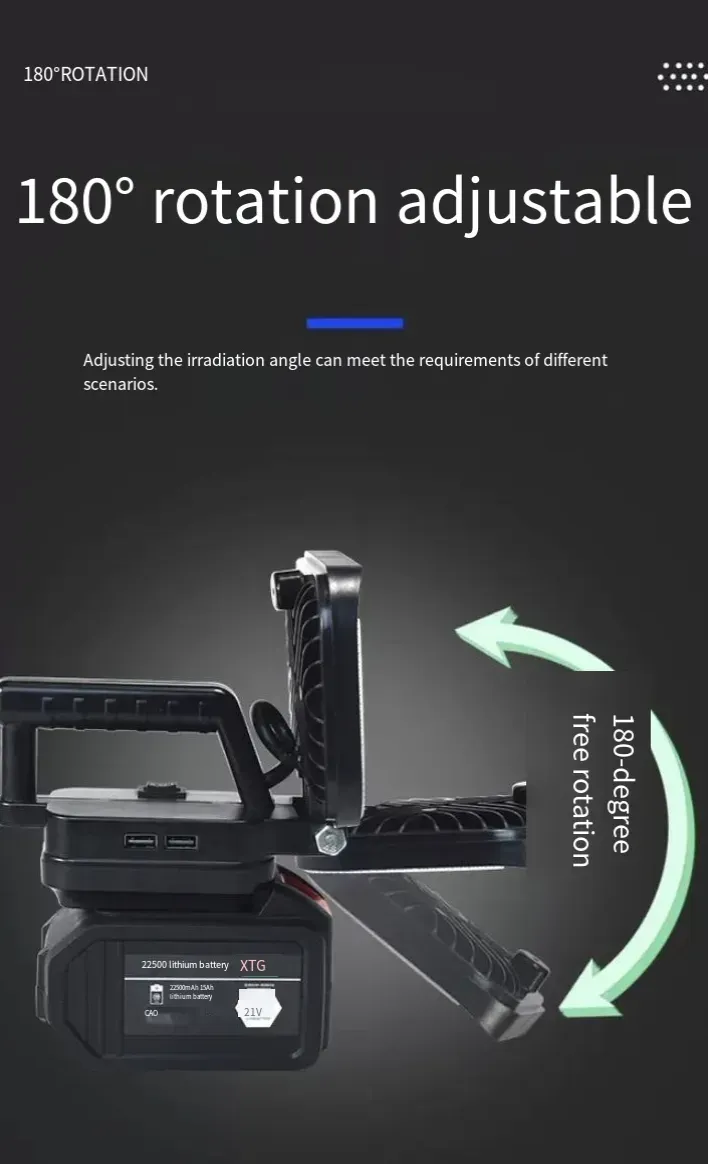 Esta lâmpada de trabalho com bateria de lítio de 55 contas possui contas de lâmpada LED estilo matriz com alta eficiência energética e iluminação brilhante.  Possui portas de carregamento USB duplas e uma alça atualizada com ajuste de vários ângulos, permitindo uma alternância suave entre luz próxima e distante.  É adequado para vários cenários, como reparo de automóveis e uso externo, e é uma fonte de luz versátil e móvel para ambientes escuros.