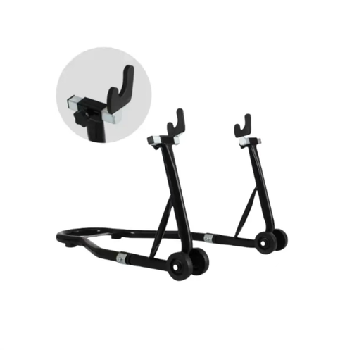 Suporte universal para motocicleta, capacidade de carga de 500KG, parede tubular espessada + soldagem dupla face para desempenho estável e sem tremores.  Ele possui múltiplos modelos de veículos tanto para as rodas dianteiras quanto traseiras.  Com rodas sólidas, permite que uma pessoa mova o veículo.  Adequado para vários cenários, como manutenção, lavagem, estacionamento.  Instalação simples.  Essencial para entusiastas de motocicletas!