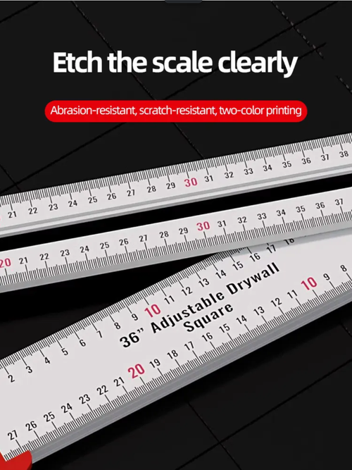 Régua de ângulo ajustável em forma de T:régua de liga de alumínio de 90 cm,uma ferramenta de precisão para marcenaria e decoração.Com uma estrutura em forma de T e ajuste de vários ângulos, ele pode controlar com precisão até o nível milimétrico.  É resistente a choques, resistente ao desgaste e não causa fadiga quando mantido por muito tempo.De encaixe e espiga à instalação no teto, ajuda a alcançar zero erro no artesanato e é um parceiro confiável para os artesãos criarem obras requintadas.