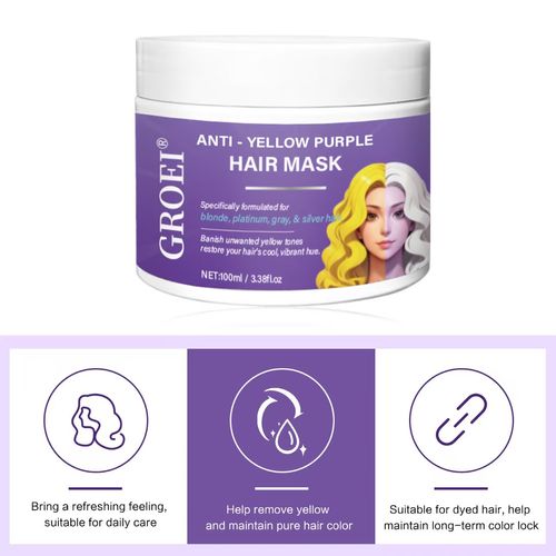 Faça o pedido hoje e você receberá 3 frascos de máscara capilar nutritiva e reparadora para o brilho e hidratação da qualidade do cabelo, máscara capilar preservadora de cor em tons roxos, que neutraliza pigmentos amarelos para manter a cor vibrante após a coloração,ácido hialurônico para reparo profundo dos fios danificados, melhorando o ressecamento e o frizz, deixando o cabelo após a coloração brilhante e úmido.  É um parceiro de cuidado atencioso para uma qualidade de cabelo moderna.