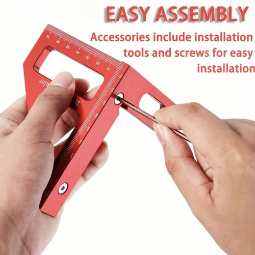 A régua triangular multifuncional feita de alumínio de aviação processado por CNC integra um transportador, um transportador e um molde de perfuração.  Cobre com precisão toda a faixa de ângulo de 22,5° a 90° para marcar linhas.  A escala de posição do furo é definida em um único passo.  O bloqueio de parada de posicionamento inferior impede desvios.  É uma ferramenta essencial para entusiastas da marcenaria e artesãos profissionais para aumentar a eficiência e garantir a precisão.