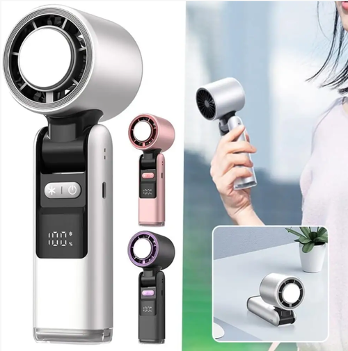 Abafador de gelo com display digital, ventilador de resfriamento portátil, com longa duração de bateria de 4000mAh, velocidade variável infinita de 100 níveis + motor de alta velocidade de 30000 RPM, tecnologia de furacão gelado + terapia com gelo. Design compacto, permitindo que você escape do calor abrasador a qualquer hora e em qualquer lugar e aproveite plenamente a sensação de frescura e liberdade.