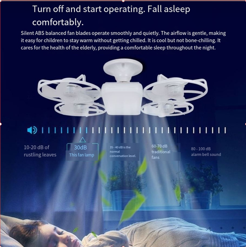 World's first drone fan light with three-level dimming and color adjustment, with remote control