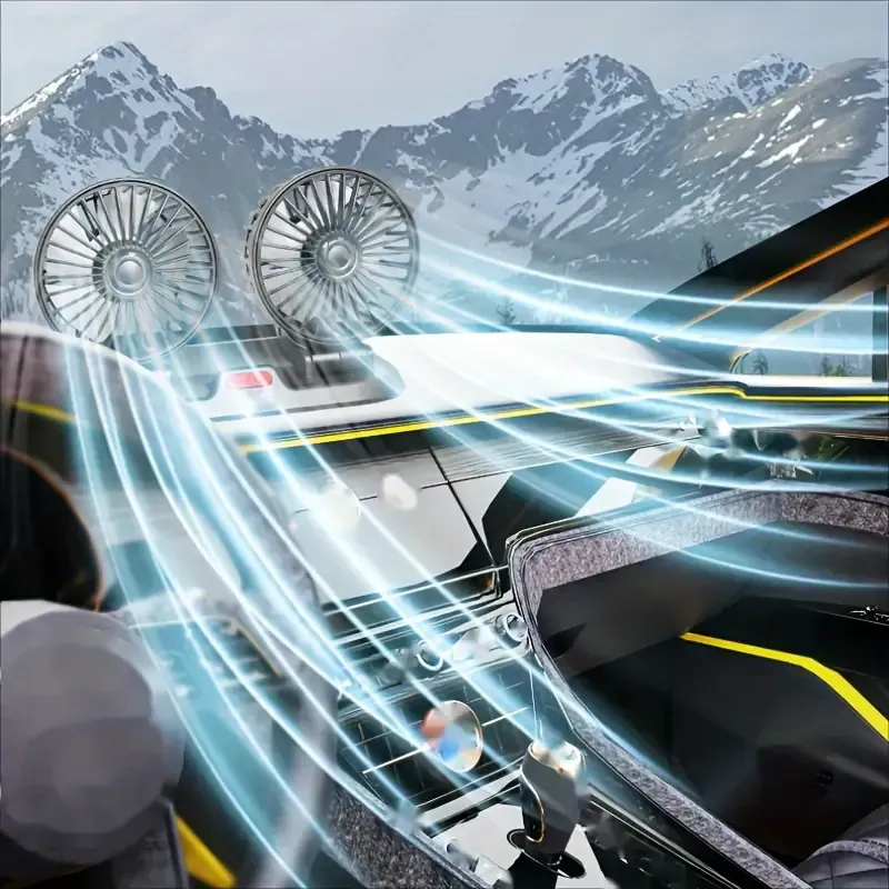 Car dual-head fan, refreshing cool breeze