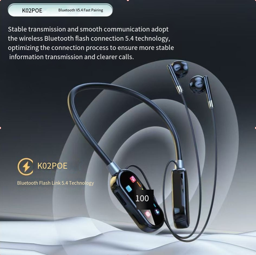 Live Stream Wireless BT 5.3 Neckband LED Earphones with Real-Time Mic for Sports & Karaoke Gym Running