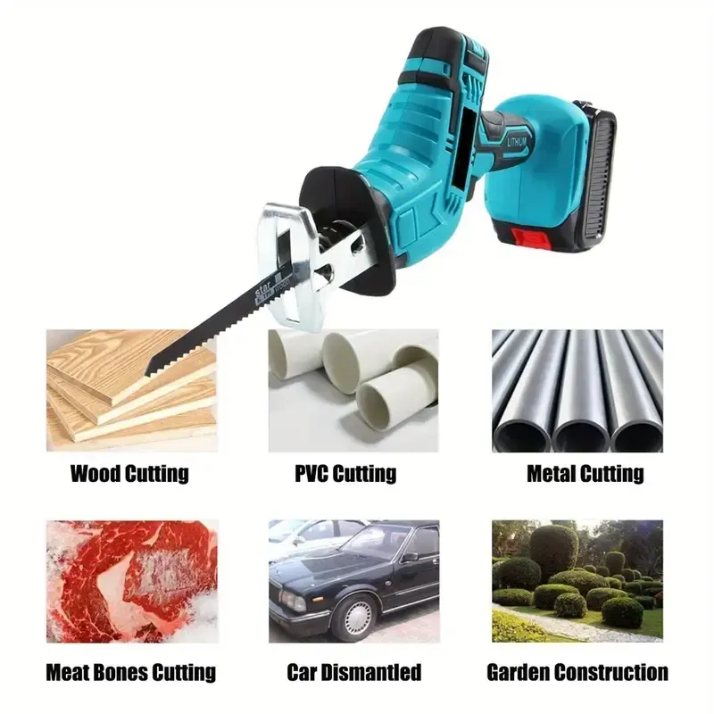 Blue Handheld Electric Portable Reciprocating Saw