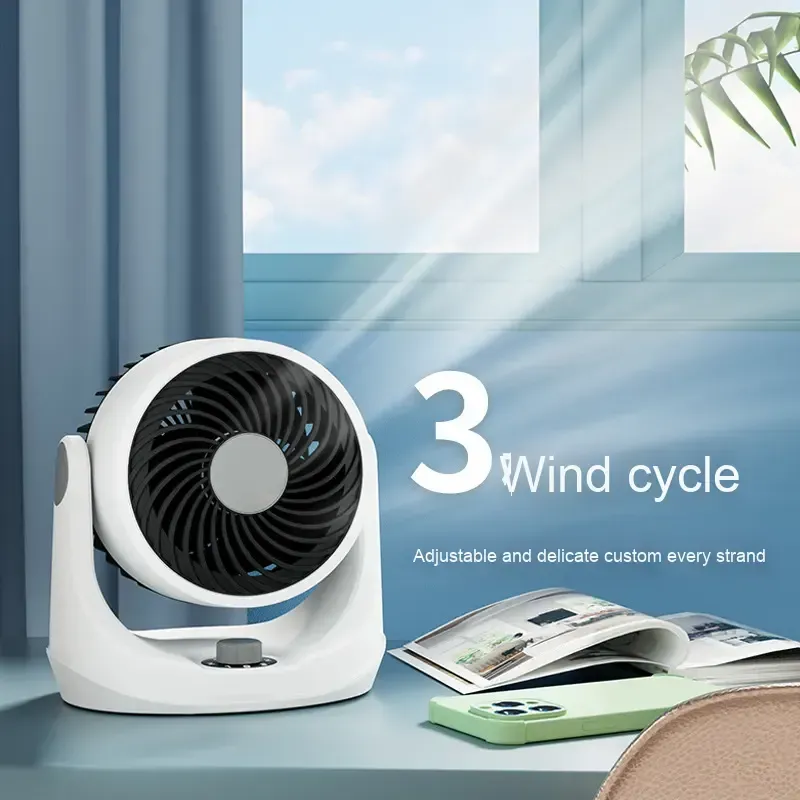 Ventilador de circulação de ar de mesa grande angular com forte energia eólica e resfriamento para toda a casa