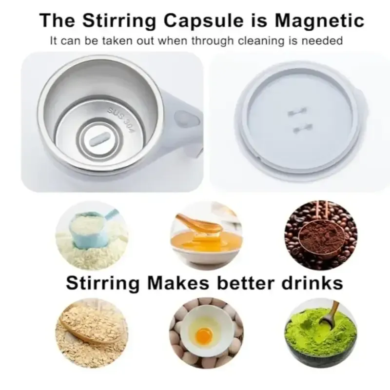 Automatic Stirring Mug Portable Electric Magnetized Stainless Steel Coffee Mug