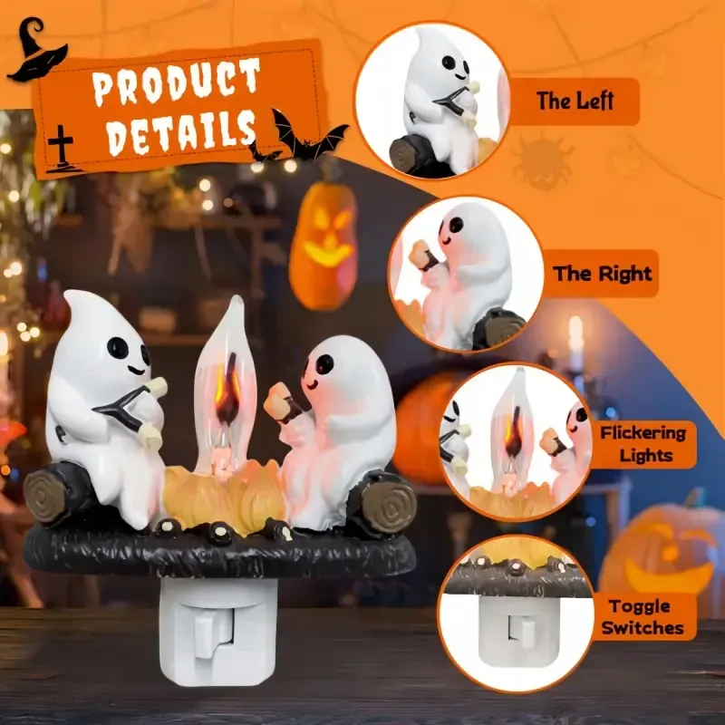 Ghost Campfire Flickering Nightlight Halloween Nightlights
