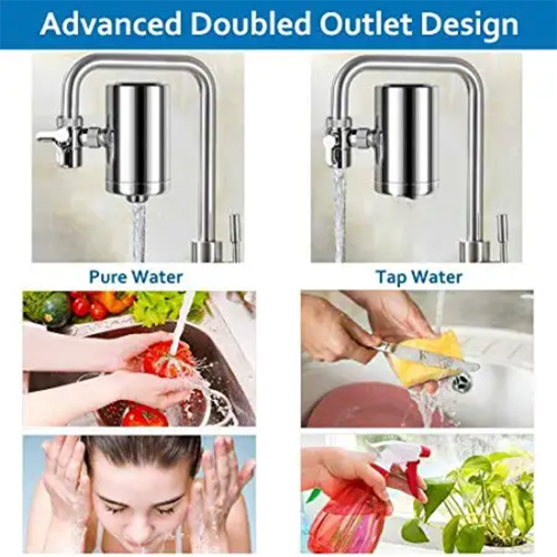 304 Stainless Steel Kitchen Tap Water Purifier Manual Activated Carbon Filter Universal Household Faucet Pre-Purifier