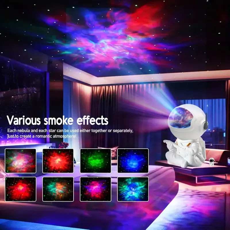 Muti-color Aurora Galaxy Projector Multifunctional Star Night Lamp Remote Control Sitting Astronaut Projector Light for Bedroom