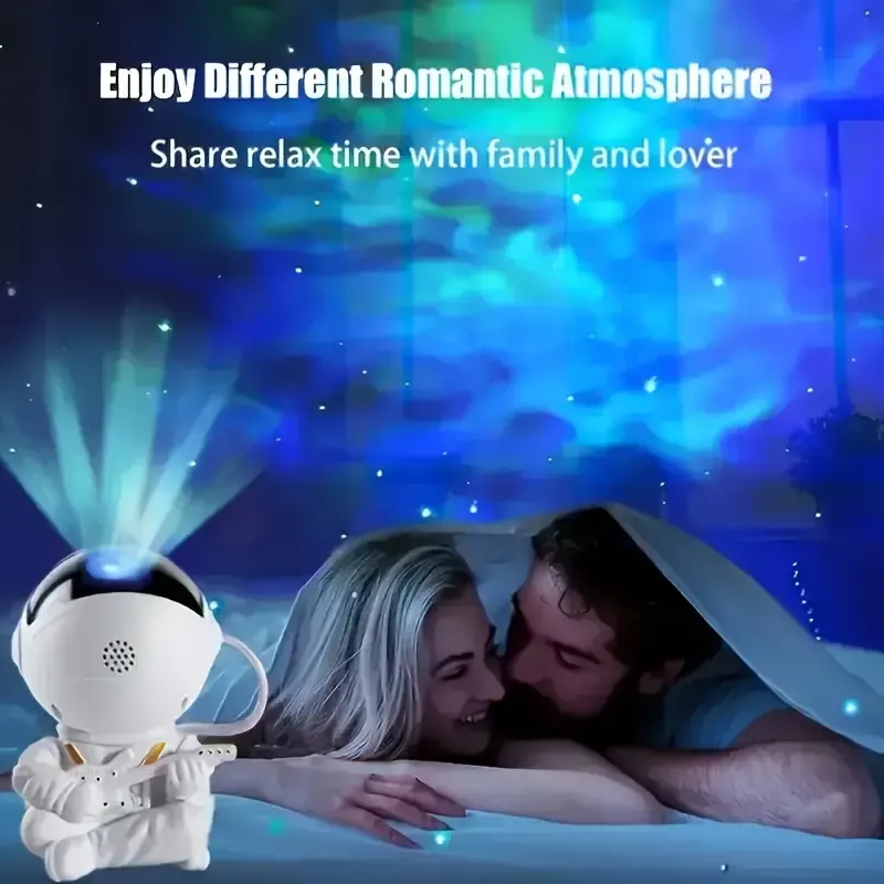 Muti-color Aurora Galaxy Projector Multifunctional Star Night Lamp Remote Control Sitting Astronaut Projector Light for Bedroom