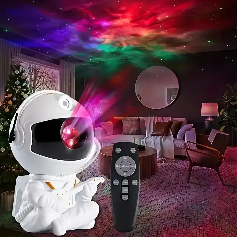 Muti-color Aurora Galaxy Projector Multifunctional Star Night Lamp Remote Control Sitting Astronaut Projector Light for Bedroom