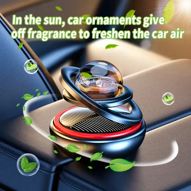 Difusor de Perfume de Carro Rotativo Alimentado por Energia Solar - Ambientador Automático Elegante