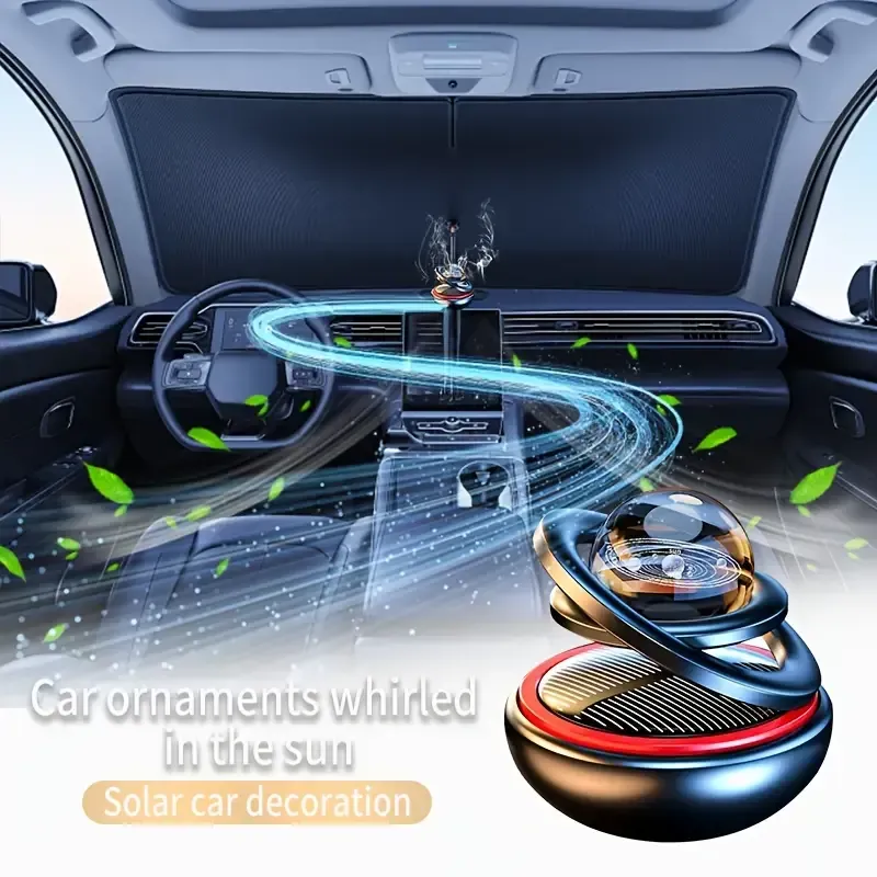 Difusor de Perfume de Carro Rotativo Alimentado por Energia Solar - Ambientador Automático Elegante