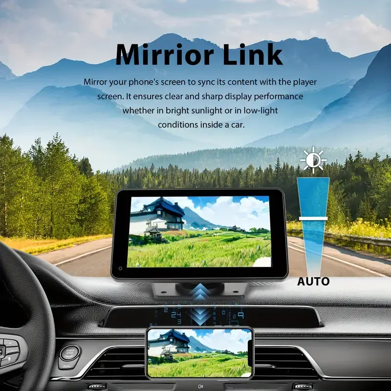 车载行车记录仪Espelho retrovisor de 7 polegadas Carplay Android Auto Câmera de backup de tela de projeção sem fio com resolução 4K Monitor de auxílio reverso para carro