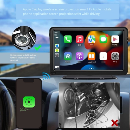 车载行车记录仪Espelho retrovisor de 7 polegadas Carplay Android Auto Câmera de backup de tela de projeção sem fio com resolução 4K Monitor de auxílio reverso para carro