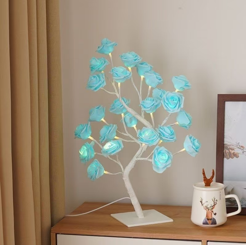 Luz de decoração de árvore rosa Lâmpada 3D Led Candeeiros de mesa Candeeiros de mesa Luzes de flores autocarregáveis LED Luz noturna Quarto Home Decor